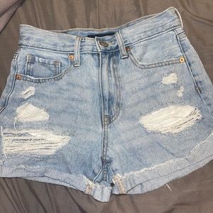 light blue washed mom shorts